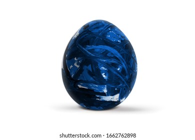 Blue easter egg isolated on white background. Abstract colorful pattern