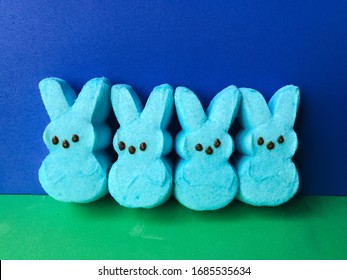 Blue Easter Marshmallow Peeps Candy.