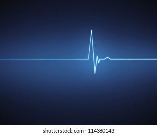 Blue ECG heartbeat on black background