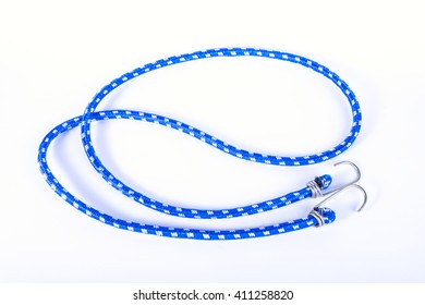 Premium Photo  Elastic rope with metal hooks on white background.
