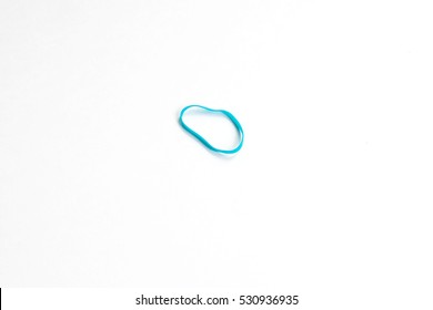 Blue Elastic Rubber Band (Ring) For Hair On White Background