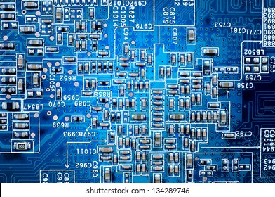 Blue electric board as background