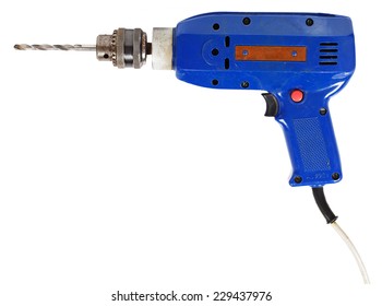 Blue Electric Drill Isolated On White Background