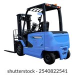 Blue electric forklift isolated on white background with clipping path