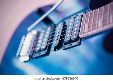 Blue Electric Guitar Close-up