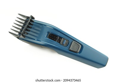 Blue Electric Hair Clippers Isolated On White Background