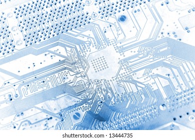 blue electrical circuit macro close-up