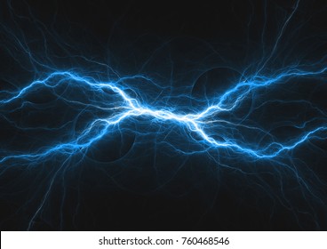 Blauer elektrischer Blitz, abstrakter Plasmahintergrund 