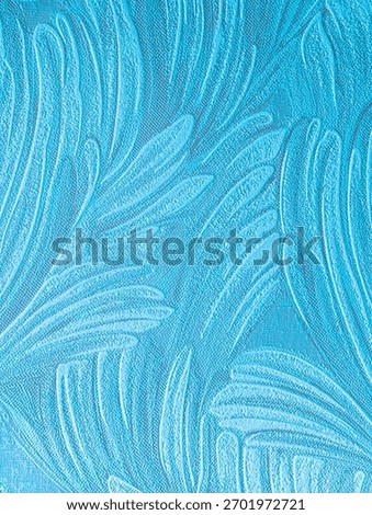 Blue Embossed Tropical Palm Leaf Texture Abstract Background Aqua Pattern Luxury Wall Surface Modern Botanical Design Natural Organic