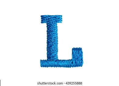 Blue Embroidery Designs Alphabet L Isolate On White Background