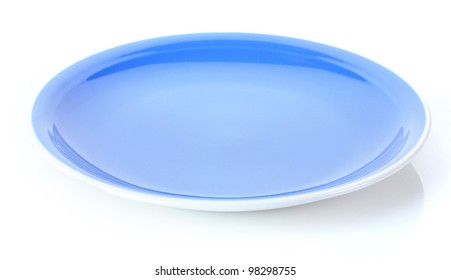 Blue Empty Plate Isolated On White