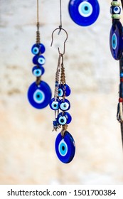 Blue Evil Eye / Nazar Boncuğu, Turkish Symbols Hanging On A Tree