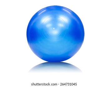 Blue Exercise Ball Isolated On White Background