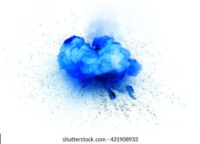 Blue explosion isolated on white background
