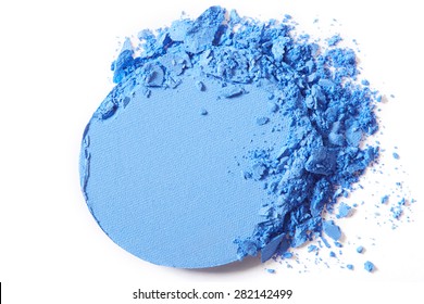 Blue Eye Shadow Crushed Make Up Isolated On White Background