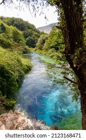 The Blue Eye Spring (Syri I Kalter), A More Than Fifty Metre Deep Natural Pool With Clear, Fresh Water, Near Sarande In Vlore Country In Southern Albania