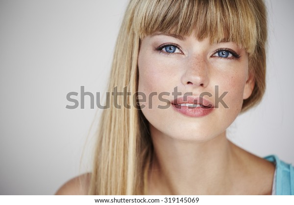 Blue Eyed Blond Woman Portrait Stock Photo 319145069 Shutterstock