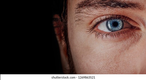 Blue Eyes Man Macro Shot