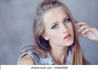 Blonde Hair Blue Eyed Woman Images Stock Photos Vectors