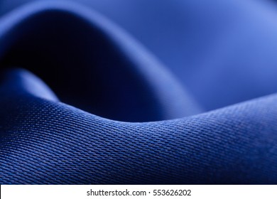 Blue Fabric Close-up With Textile Texture