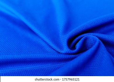 blue fabric polyester texture. popular material in sportswear.