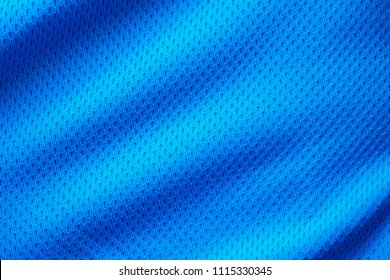 Blue Fabric Sport Clothing Football Jersey With Air Mesh Texture Background