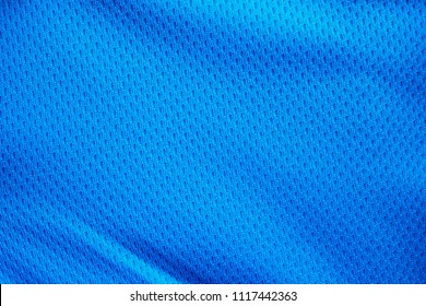Blue Fabric Sport Clothing Football Jersey With Air Mesh Texture Background