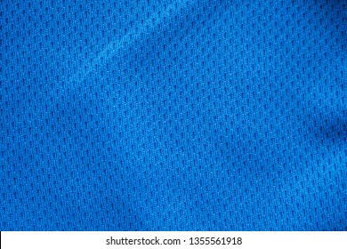 Blue Fabric Sport Clothing Football Jersey With Air Mesh Texture Background