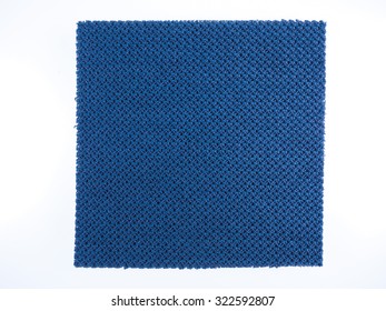 Blue Fabric Swatch Isolated Over White Background