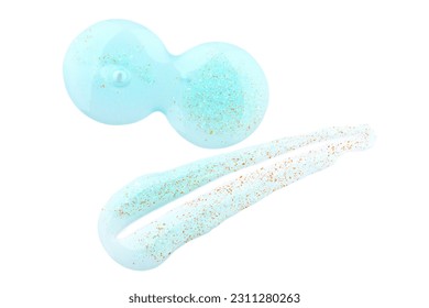 Blue face mask texture with glitter isolated on white background. 3d texture of cream, shower gel texture. - Shutterstock ID 2311280263