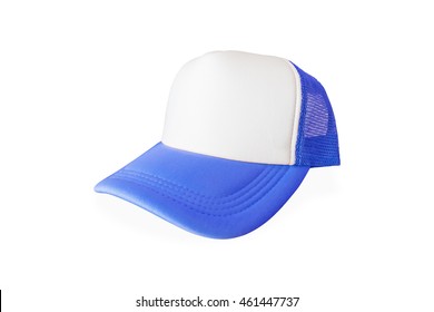 Blue fashion cap on isolated background. Sun protection sport hat for your brand and design.