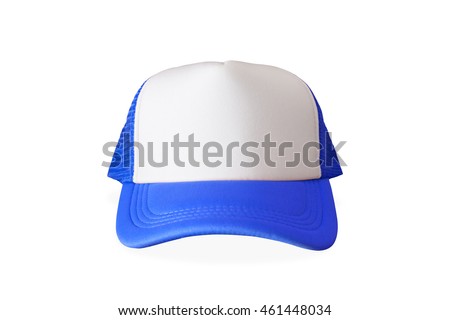 Blue fashion cap on isolated background. Sun protection sport hat for your brand and design.