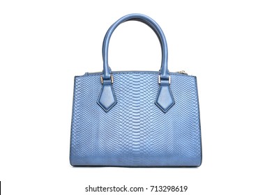 Blue fashion purse handbag on white background isolated