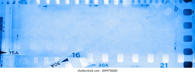 Blue Film Strip Negative Frames Background