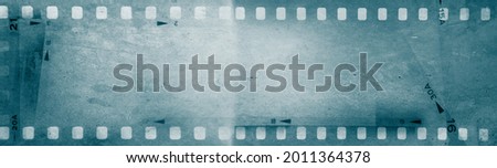 Blue film strip negative frames background