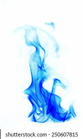 blue Fire flames on white background
