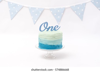 Blue first birthday cake