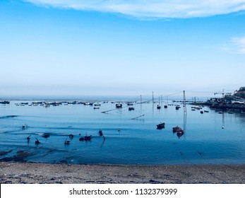 Blue fishing port and fishing boat, Dalian,Lvshun,Liaoning