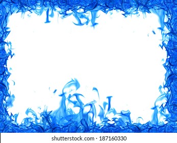 blue flame frame isolated on white background