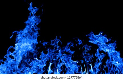 Blue Flame Isolated On Black Background