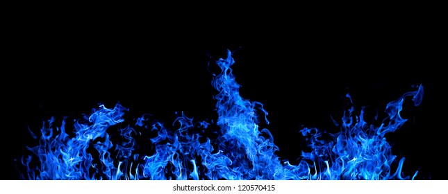 Blue Flame Isolated On Black Background