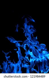 Blue Flame Isolated On Black Background