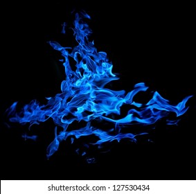 Blue Flame Isolated On Black Background