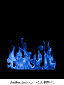 Blue Flame Isolated On Black Background 