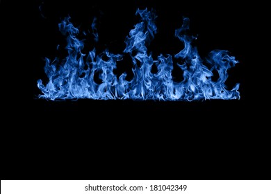 Blue Flame Isolated On Black Background 