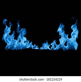 Blue Flame Isolated On Black Background 