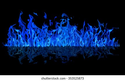 Blue Flame Isolated On Black Background