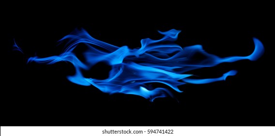 Blue Flame Isolated On Black Background