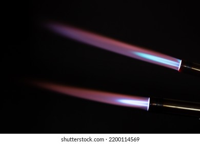 Blue Flame. Macro View Of A Blue Flame From A Gas Torch,