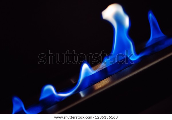 Blue Flames Gas Stove Modern Fireplace Stock Photo Edit Now